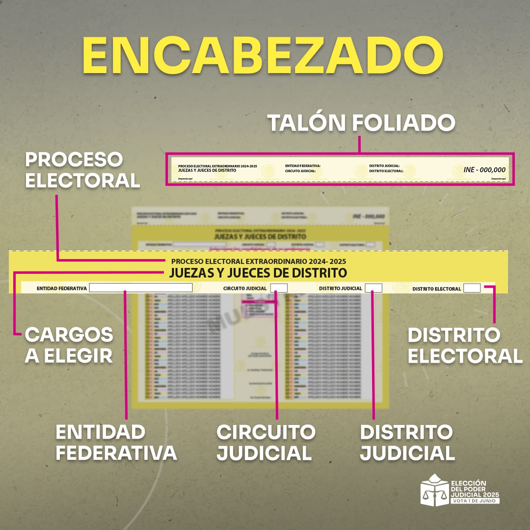 INEMexico's tweet photo. #ABCpoderJudicialMX ¿Cómo votar por Juezas y Jueces de distrito?

🔹 Ubica las listas de candidaturas: mujeres a la izquierda, hombres a la derecha.
🔹 Identifica los números de quienes quieres elegir.
🔹 Anótalos en los recuadros con dos dígitos (ej. 01, 02, 03).

#VotaPoderJudicial2025mx