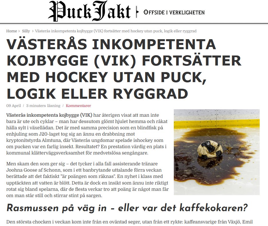 puckjakt's tweet image. 👋 @henke778 @Erik021 @CGLager @coachjimmie81 @robbieblind @GurkOlle @zembla80 @sTolonen

Låt oss sparka igång helgen med lite härligt syrlig fredagslektyr. Stämmer den 💛🖤 analysen?

👉 puckjakt.se

#VasterasIK #vikhockey #gulsvart #twittpuck #satir