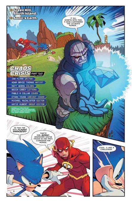 Here's preview pages for the second issue of the #DCxSonic comic collab.

#SonicNews 