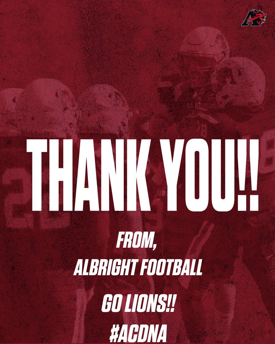 Albright_FBall's tweet photo. We want to thank everyone who supported Albright Football by donating in this year’s Albright Challenge.  
#ACDA #AlbrightCollege https://t.co/r7J9wFbnaC