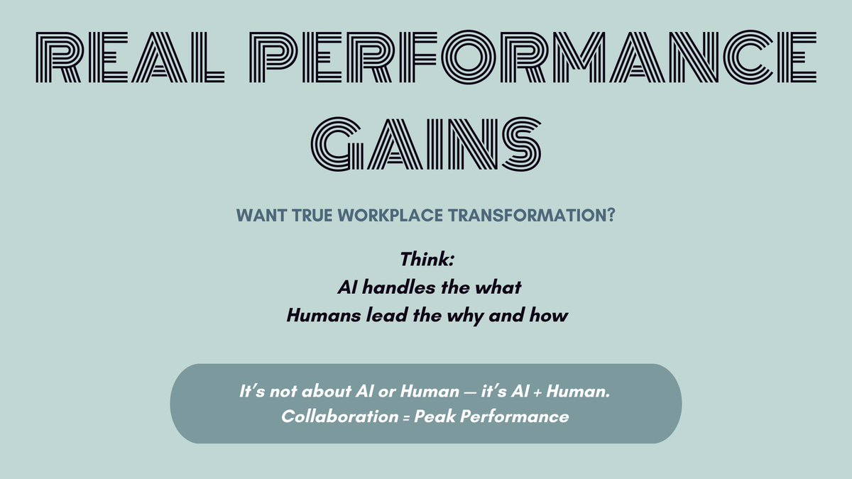 1962_ispi's tweet photo. 🤖+🧠 Who does it better at work — AI or Humans?
 It’s not a competition. It’s a collaboration.
From data analysis to decision-making, automation to empathy — AI and humans bring unique strengths to the workplace. When they team up, performance reaches a whole new level. 💼✨ https://t.co/gh7n87Tlo4