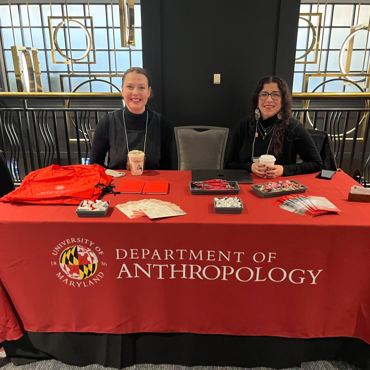 The UMD table at the SfAA Training Program &amp; Recruitment Exhibit 2025 was a huge success! Thanks to Fiona Steiwer, Intan Kumbayoni, Dr. Andrea Lopez, and Dr. Christina Getrich for volunteering their time to talk with everyone who stopped by to discuss our graduate programs!