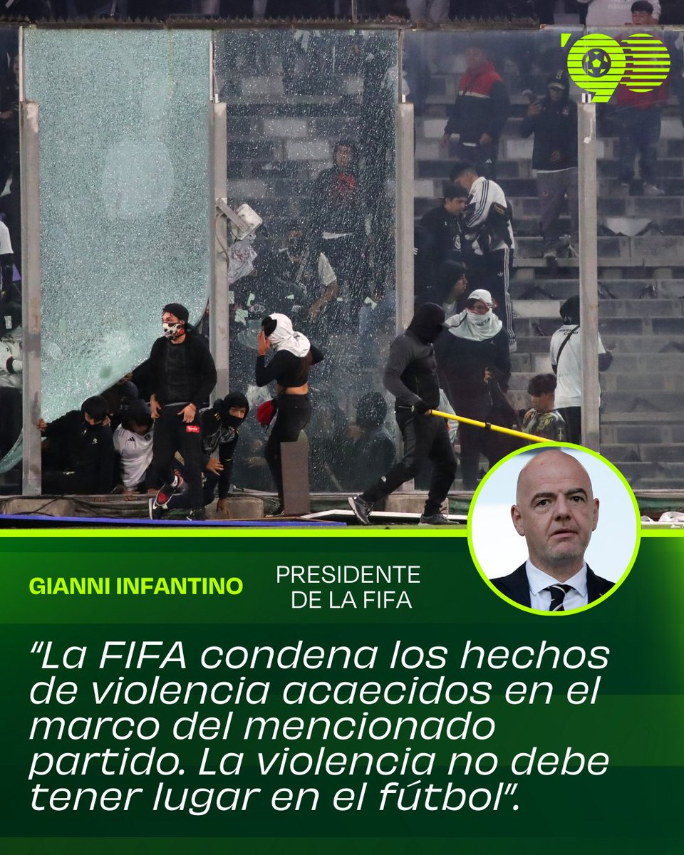 minuto90chile's tweet photo. IMPACTO MUNDIAL 🌎🇨🇱

Desde la FIFA hasta el Presidente Boric, lamentan los hechos ocurridos previo al partido entre Colo Colo y Fortaleza por Copa Libertadores 🏆

La tragedia ocurrida en nuestro país 🇨🇱, está dando la vuelta al mundo✈️ https://t.co/uW1ZpDg2uf