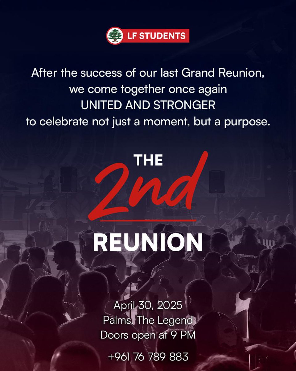 This time, we celebrate not just a moment, but a purpose that moves us forward. A night of unity, energy, and vibes!
Join us for The Second Reunion on the 30th of April at Palms, The Legend. Doors will be open at 9:00 PM. 

#TonightWeCelebrateTomorrow
