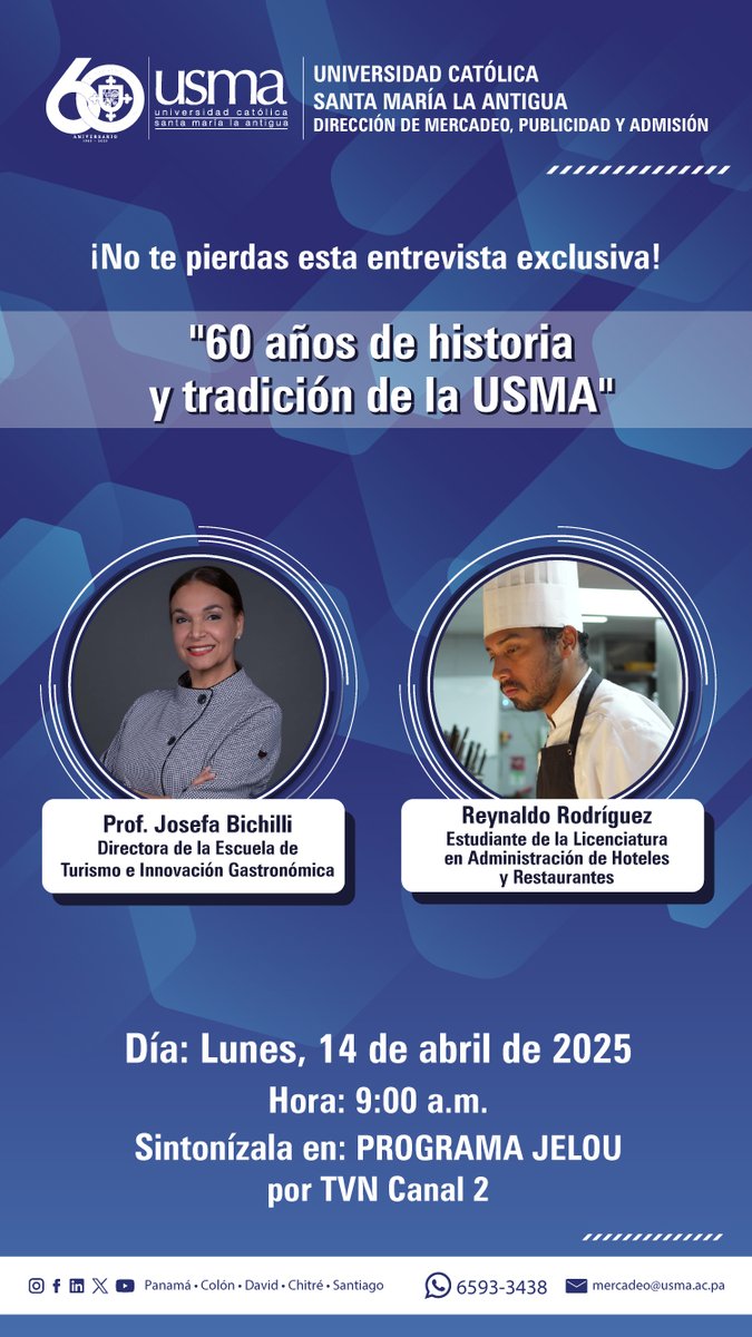 USMA_Egresados's tweet photo. ¡No te pierdas esta entrevista exclusiva! Lunes 14 de abril 9:00a.m.
#usmaegresados https://t.co/BNDU6EfCiu