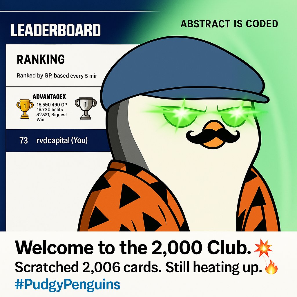 rvdcapital's tweet photo. 🥈Welcome to the 2,000 Club!🫡✨ @gacha_game_

Scratched 2,006 cards. 🎰
0.3503 biggest win.🔥

Never stop scratching. ⚡️
Never fade @AbstractChain ✳️

Opportunities are open to everyone.💚

#Abstract #ScratchToWin #OnchainGaming https://t.co/6Lh0xd5V6c