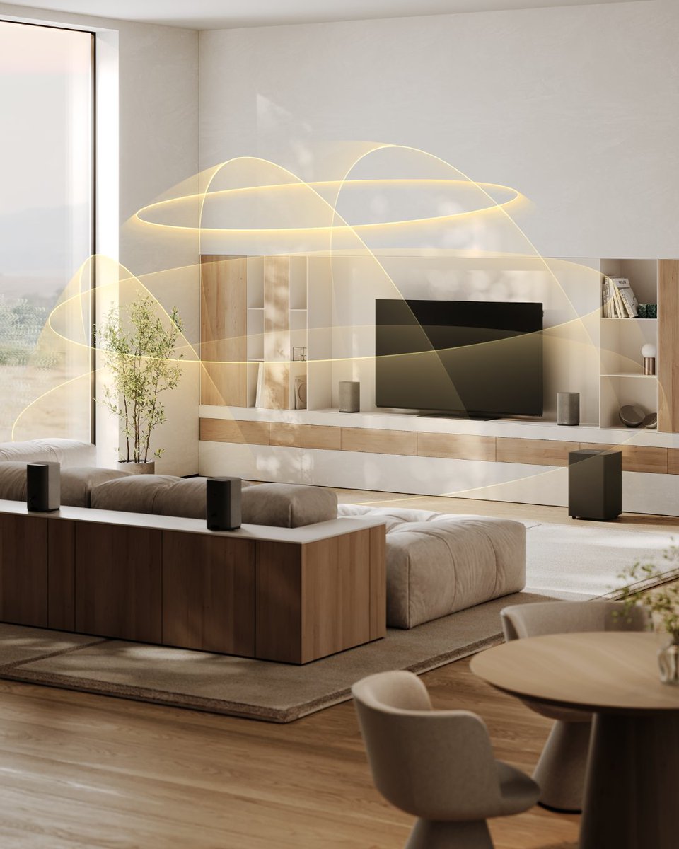 Loewe's tweet photo. We. BOOST goes far beyond front-facing sound.
Equipped with four active satellite speakers that emit not only forward, but also upward, the home theater system creates an all-encompassing soundscape.

#WebyLoewe #WeBOOST #HomeTheater https://t.co/cpsCWeHZph