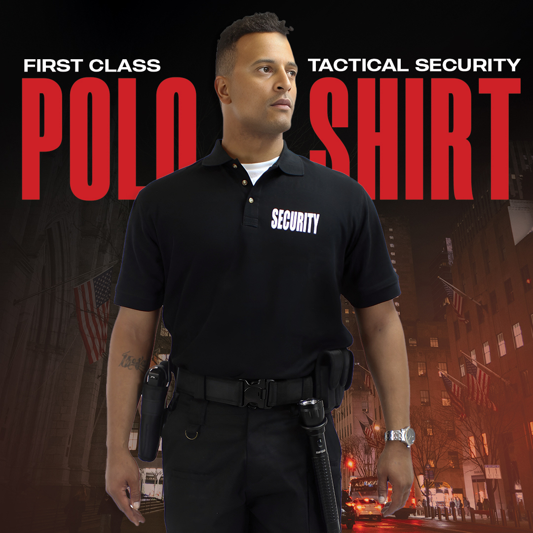 Professional look. All-day comfort. Zero compromises.
The First Class Tactical Security Polo Shirt delivers what seasoned professionals need — preshrunk 100% cotton, a sharp fit, and a bold SECURITY imprint for instant recognition.

✔️ Built for long shifts.
✔️ Trusted by