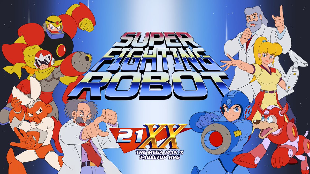 Ruby-Spears Mega Man is coming to 21XX in the new Super Fighting Robot supplement!

Don’t miss the surprises in store tonight at 8PM CST on <a href="/CtrlAltCrit/">21XX - The Mega Man X Tabletop RPG</a>’s Twitch and YouTube #megaman #ロックマン 
Hope you enjoy the new art!