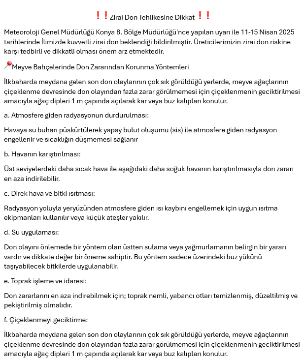 konyailtarim's tweet photo. ❗❗Zirai Don Tehlikesine Dikkat ❗❗ https://t.co/fBAVeAV3Qt