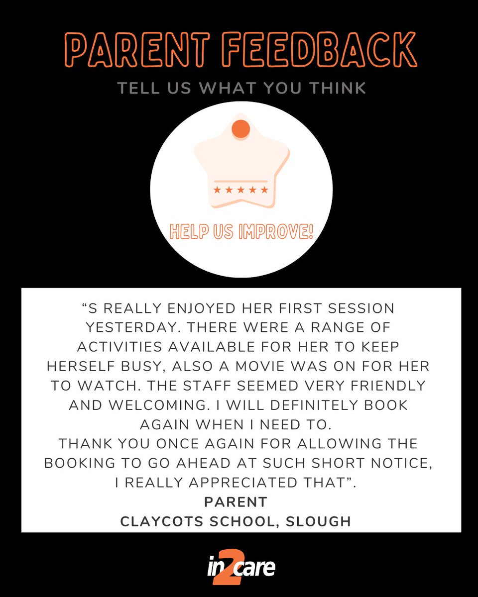 in_2_care's tweet photo. Parent Feedback @ClaycotsSchool  🧡 https://t.co/kpUMqayMxH