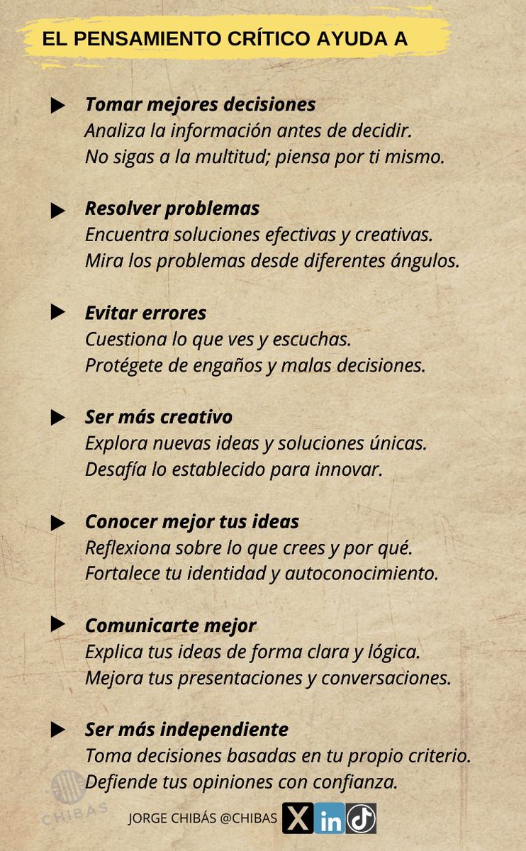 chibas's tweet photo. 🧠 El pensamiento crítico ayuda a: https://t.co/Yoi7Sed79q