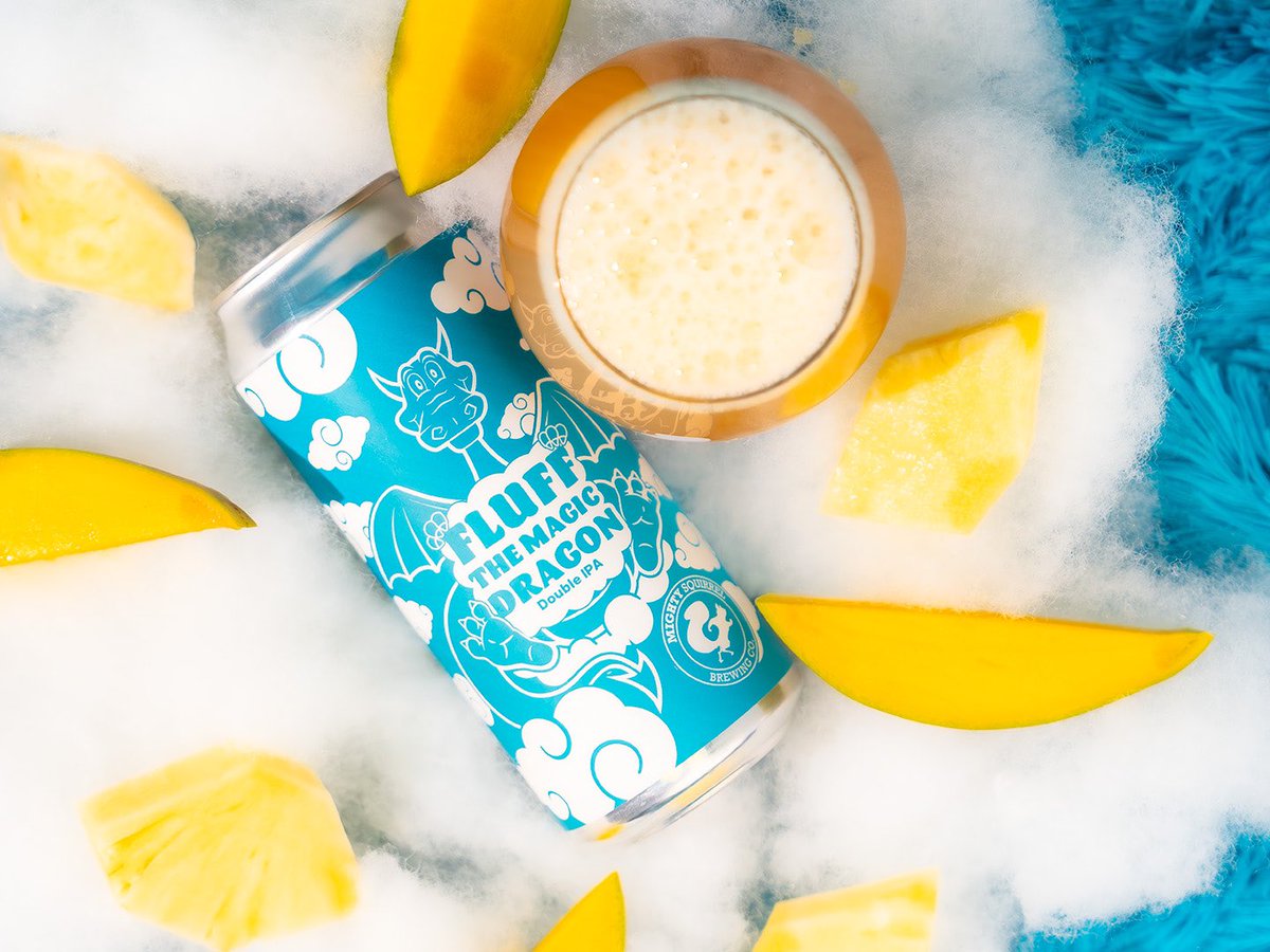 Fly high with our unexpected friend: Fluff the Magic Dragon! Fluffy and fierce, this Double IPA is an aerial ballet of pineapple and mango, followed by a juicy tropical character and aromas of citrus and peach. Together, travel to a dreamy and velvety taste bud paradise.

ABV: 8%