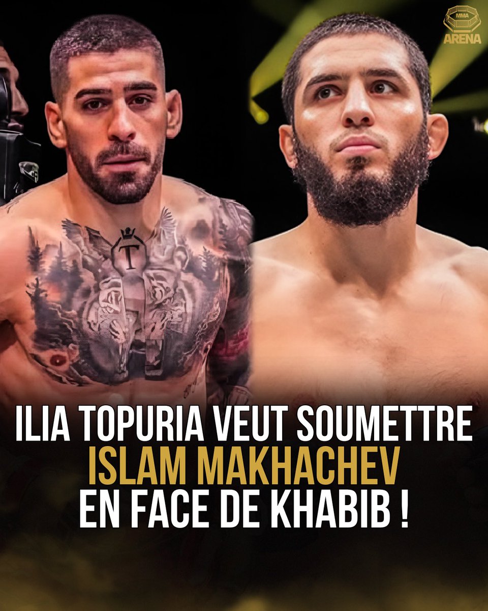MMArena_'s tweet photo. 🇪🇸🇬🇪 ILIA TOPURIA VEUT SOUMETTRE ISLAM MAKHACHEV EN FACE DE KHABIB

🗣️:  "Je vais lui demander sa soumission préférée et je vais l’utiliser pour le soumettre, juste devant Khabib. 

Un D’Arce choke ? C’est comme il voudra .Je veux que Khabib le voie de près"

🧷 [ pbd.podcast ] https://t.co/08XsDDOEtP