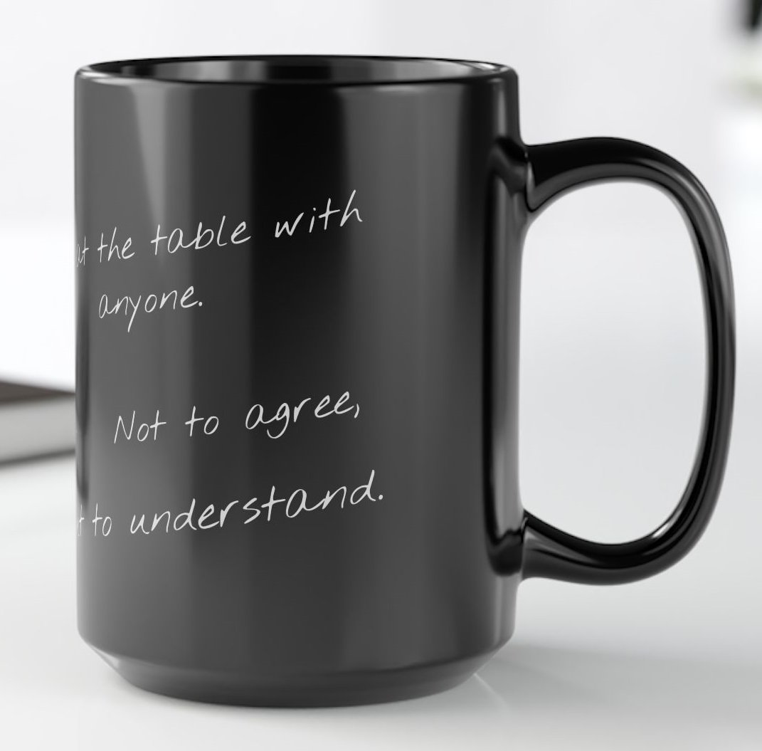 LexShop's tweet photo. "I sit at the table with anyone. Not to agree, but to understand."

https://t.co/Vy11jqnj14

🖤 Dialogue over division.  🖤 Bridges over walls.
🖤 No filters. 🖤  Open ears. 🖤  Open mind.
🖤 Silence no one. 🖤 Talk to all. https://t.co/0q0xRjDaFQ
