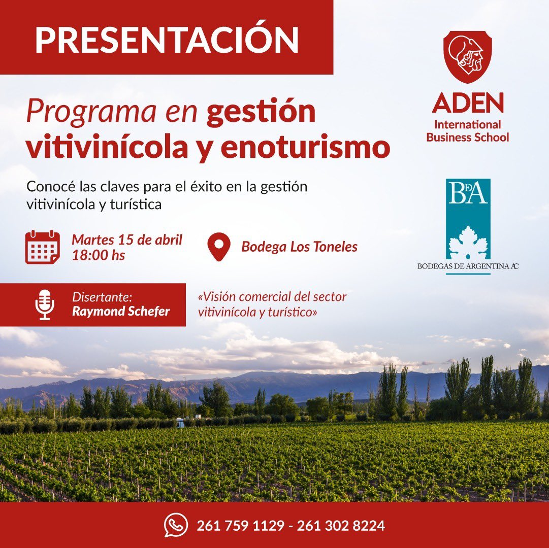 ¡No te pierdas esta oportunidad única! 
Sumate a la presentación del Programa en Gestión Vitivinícola y Enoturismo y descubrí cómo potenciar tu carrera en el sector.