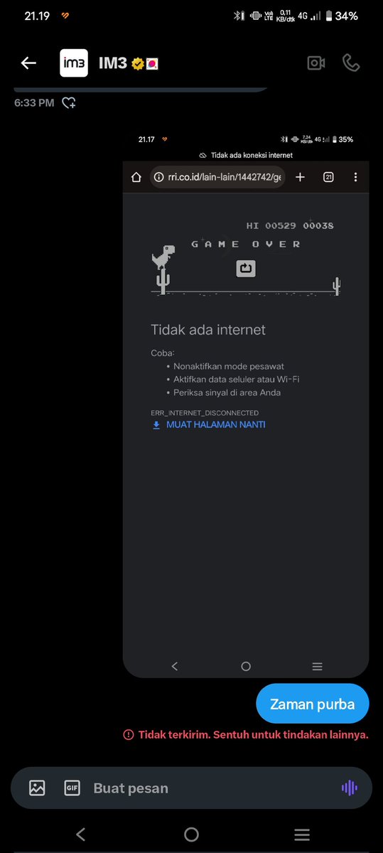 Dari siang indosat lemot