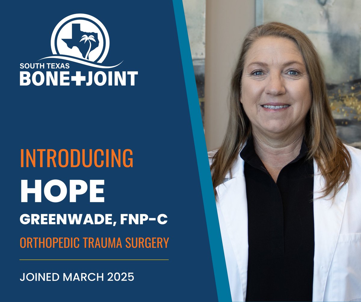 SthTXBoneJoint's tweet photo. We welcomed Hope Greenwade, FNP-C to our team in March! We are very excited to have her seeing patients alongside our Orthopedic Trauma team at Christus Spohn Shoreline. 🎉🎉🎉
Learn more!
https://t.co/RdpeKw2Ojj https://t.co/c26CkdE4n1
