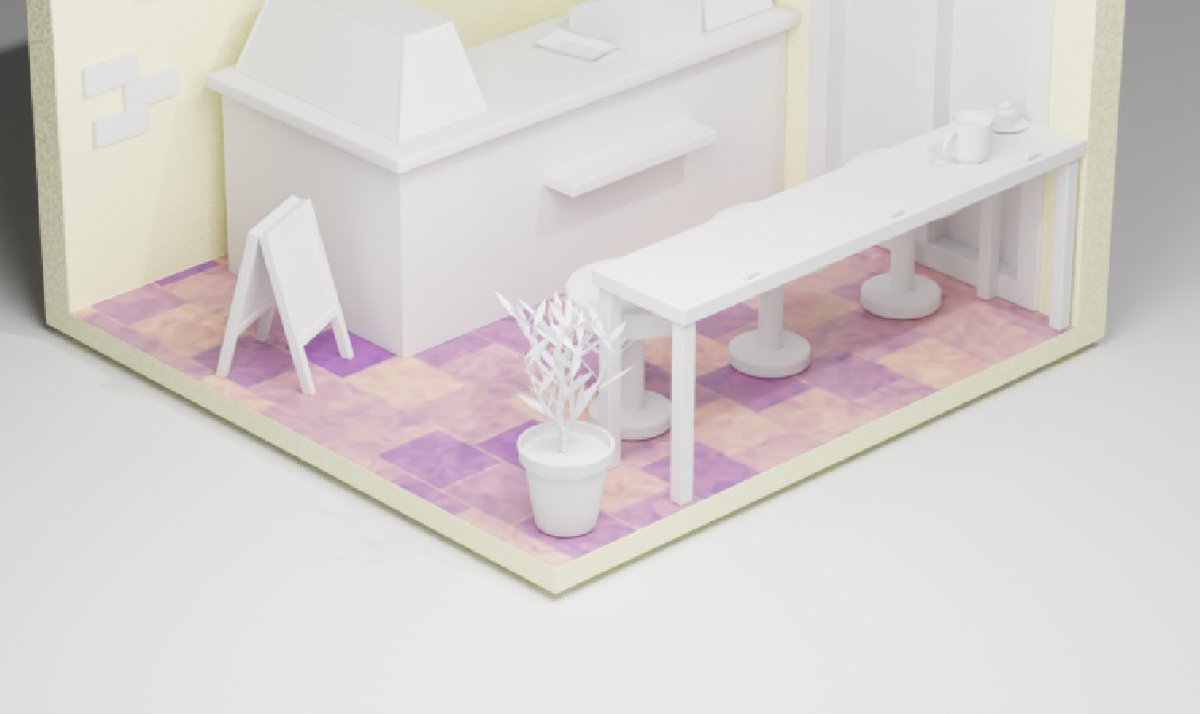 久しぶりにblenderを触るも、さっそく行き詰っている。
床が紫になっちゃうのなんで？

#blender #b3d