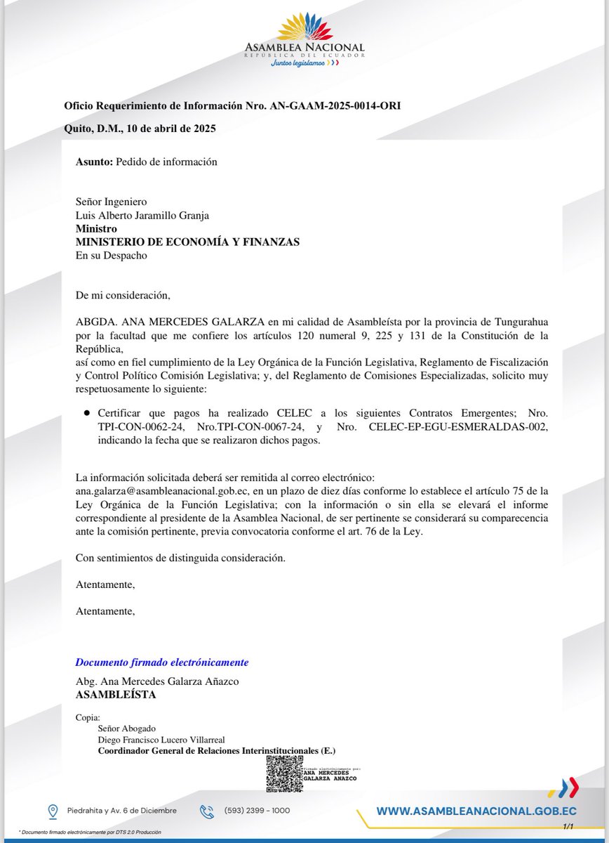 AnitaMGalarzaA's tweet photo. #ATENCION

JUGARON CON LA DESESPERACIÓN de la gente y se aprovecharon de la EMERGENCIA ELÉCTRICA 🚨

Los apagones fue el pretexto para un NEGOCIADO al más puro estilo de película de Hollywood “La Gran Estafa”.

Entregaron A DEDO, contratos emergentes por más de $239 millones entre PROGEN y ATM, empresas sin experiencia, y las cuales hasta el día de hoy no generan un solo megavatio al país, ya vencieron los plazos.

Les entregaron sin garantías el 70% del valor de cada contrato, han pasado más de 10 meses y el avance de la obra es deplorable, una farsa, NO HAY NADA, llegaron únicamente unos motores viejos “repotenciados” que valen la tercera parte de lo que se “compró”.

La improvisación de este gobierno en el tema de los apagones le costó la quiebra a muchos negocios, y la vida a muchos ecuatorianos! 

YA NO MÁS! 

He solicitado información al ministerio de energía y al de finanzas, para que aclaren esta situación, a pesar que ya tengo todos los documentos, y le siguen haciendo pagos a PROGEN.

NO HAY LA PLATA Y TAMPOCO LOS GENERADORES!