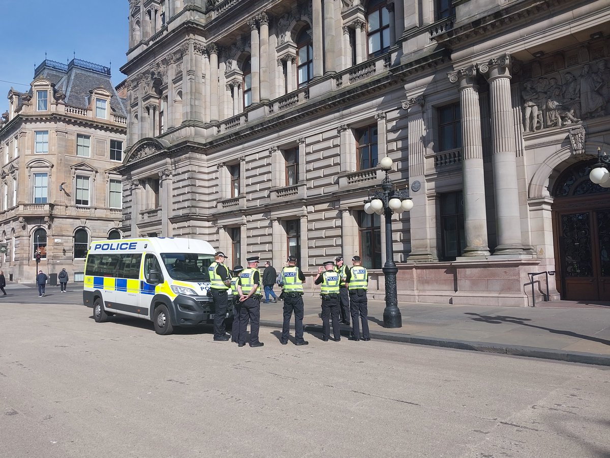 Officers have deployed within Glasgow City Centre to tackle anti-social behaviour ensuring everyone can enjoy what the city has to offer and the warm weather safely.  The Sergeant carried out a street briefing and officers will be on foot around the city centre. Stop us &amp; say hi