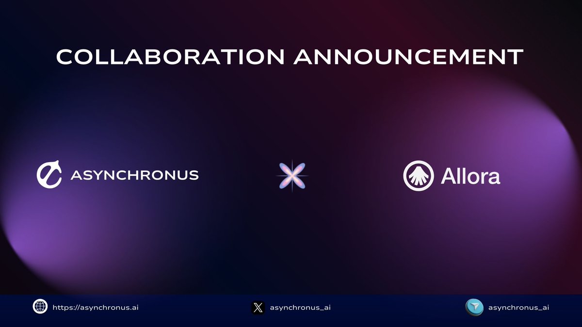 Asynchronus_ai's tweet photo. Web3 moves at light speed. Staying ahead demands foresight, not just hindsight.

That's why we're thrilled to partner with @AlloraNetwork  to embed powerful, decentralized predictive intelligence directly into our DeFAI platform!