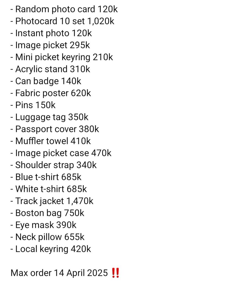 Open PO Handcarry Seventeen Holiday Merch Osaka💎

Max order 14 April 2025 ‼️
All dp 50%

✅️ Bersih Ina
✅️ Harga termasuk tax, packing
📍GO Jaksel