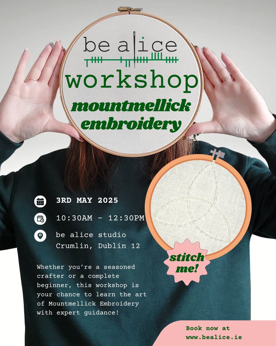 Mountmellick Embroidery is a white on white technique - so it's all about texture! In this short workshop, we'll cover 3 knotted stitches used in the technique

Book your spot now at bealice.ie/classes