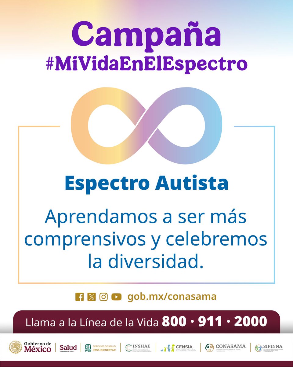 conasamamx's tweet photo. Aprendamos a ser más comprensivos y celebremos la diversidad.
#Diversidad #Convivencia #CONASMA #SaludMentalEnAcción #MiVidaEnElEspectro https://t.co/CEnHAtlzuA