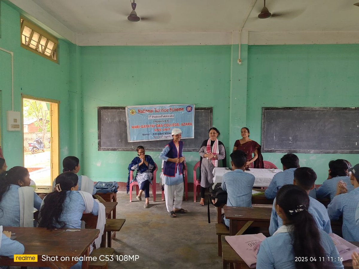HariUnit's tweet photo. Awareness programme " 7th Poshan  Pakhwada"  organized by  Hari Gayatri Das College NSS Unit #Poshanpakhwada2025  #SahiposhanDeshRoshan @_NSSIndia @YASMinistry  @himantabiswa @nss_rdguwahati @NssrdD @GUCampusNSSUnit https://t.co/huJvTXk4I8