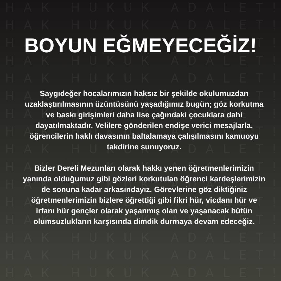 derelimezunlar's tweet photo. #öğretmenimeDokunma #derelidireniyor #okulumuseviyorum https://t.co/YANuigkIiS