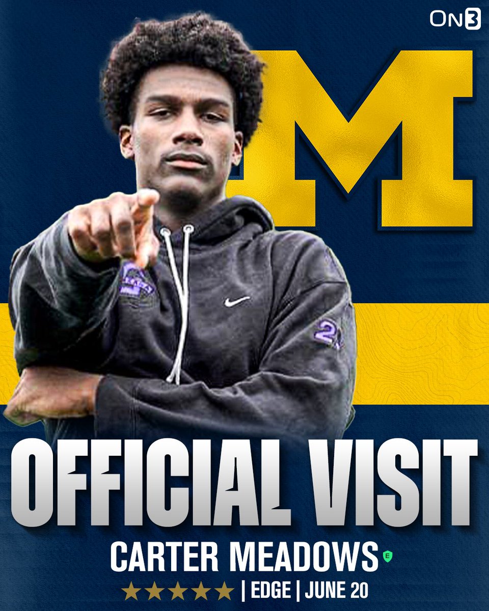 🚨NEWS🚨 On3 5-star EDGE Carter Meadows has set an official visit to Michigan, <a href="/EJHollandOn3/">"EJ Holland"</a> reports〽️

Read: on3.com/teams/michigan…