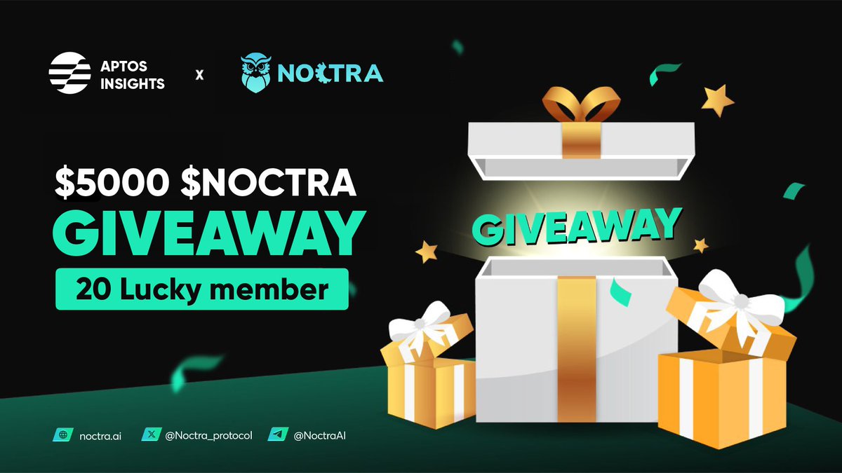 Aptos Insights 🌐🖤🤍 (@aptosinsights) on Twitter photo 🔥Aptos Insights X Noctra Protocol Giveaway
We are giving away 5K $NOCTRA to 20 lucky winners!
To win 👇
1️⃣ Follow <a href="/AptosInsights/">Aptos Insights 🌐🖤🤍</a> & <a href="/Noctra_protocol/">Noctra Protocol</a> & <a href="/AptosVietnam/">Aptos Vietnam Official 🇻🇳🌐</a>
2️⃣ Like & Rt x.com/Noctra_protoco…
3️⃣ Like & Rt
4️⃣Leave your Aptos wallet address
🕒END: 4 Days
#Aptos 🔥Aptos Insights X Noctra Protocol Giveaway
We are giving away 5K $NOCTRA to 20 lucky winners!
To win 👇
1️⃣ Follow <a href="/AptosInsights/">Aptos Insights 🌐🖤🤍</a> & <a href="/Noctra_protocol/">Noctra Protocol</a> & <a href="/AptosVietnam/">Aptos Vietnam Official 🇻🇳🌐</a>
2️⃣ Like & Rt x.com/Noctra_protoco…
3️⃣ Like & Rt
4️⃣Leave your Aptos wallet address
🕒END: 4 Days
#Aptos
