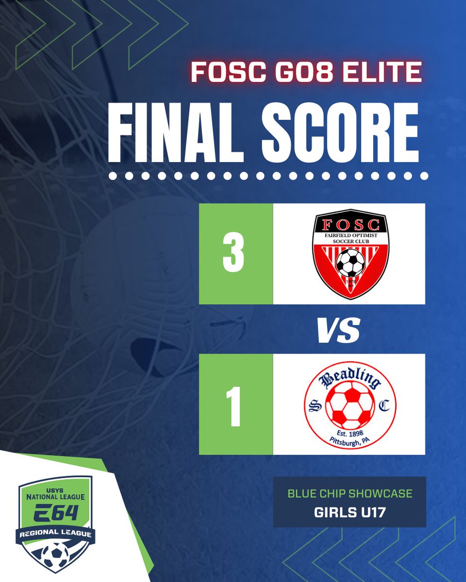 Results from GAME 1️⃣ of the Blue Chip Showcase. Goals were scored by Abigail Esteves and Laila Jarrett (2). 

We’ve got a slight update to our Saturday 4/12 game too. We are now at Dixie Heights High School at 8am. Hope to see you there!