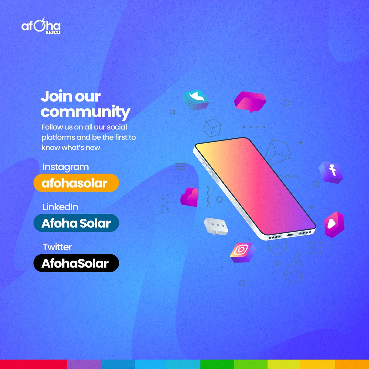 AfohaSolar's tweet photo. Stay connected, stay powered! 💡
Follow us on all our social media platforms for updates, tips, and solar solutions made just for you!

#SolarEnergy
#RenewableEnergy
#SustainableFuture
#Afohasolar https://t.co/gNCeA3nMLx