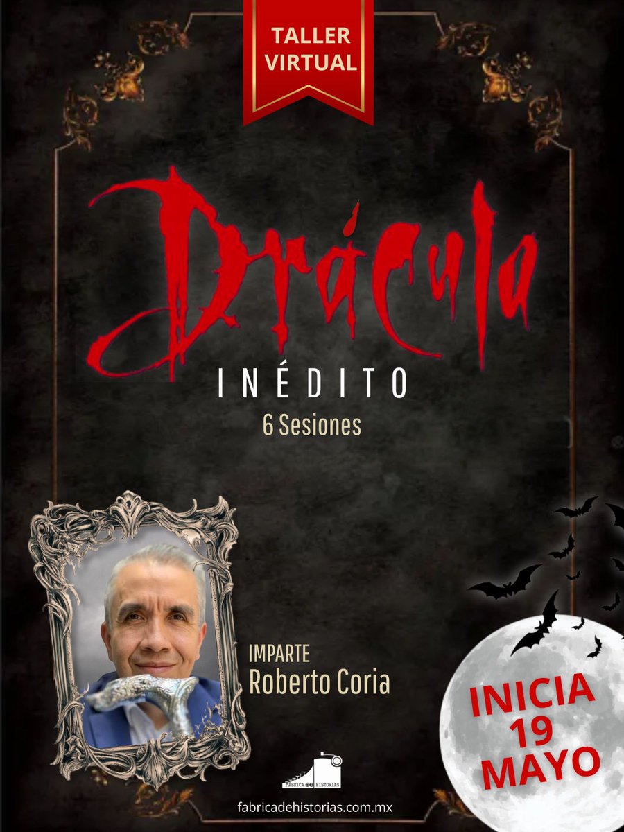Roberto Coria 🔍 (@rcoriamonter) on Twitter photo #DráculaInédito, mi nueva aventura en <a href="/FabricaHistori/">Fábrica de Historias</a>, pretende ofrecer una visión más completa de una de las creaciones más relevantes de la Literatura de horror. Todo iniciará el lunes 19 de mayo. Más información en fabricadehistorias.com.mx
🦇⚰️🩸 #DráculaInédito, mi nueva aventura en <a href="/FabricaHistori/">Fábrica de Historias</a>, pretende ofrecer una visión más completa de una de las creaciones más relevantes de la Literatura de horror. Todo iniciará el lunes 19 de mayo. Más información en fabricadehistorias.com.mx
🦇⚰️🩸