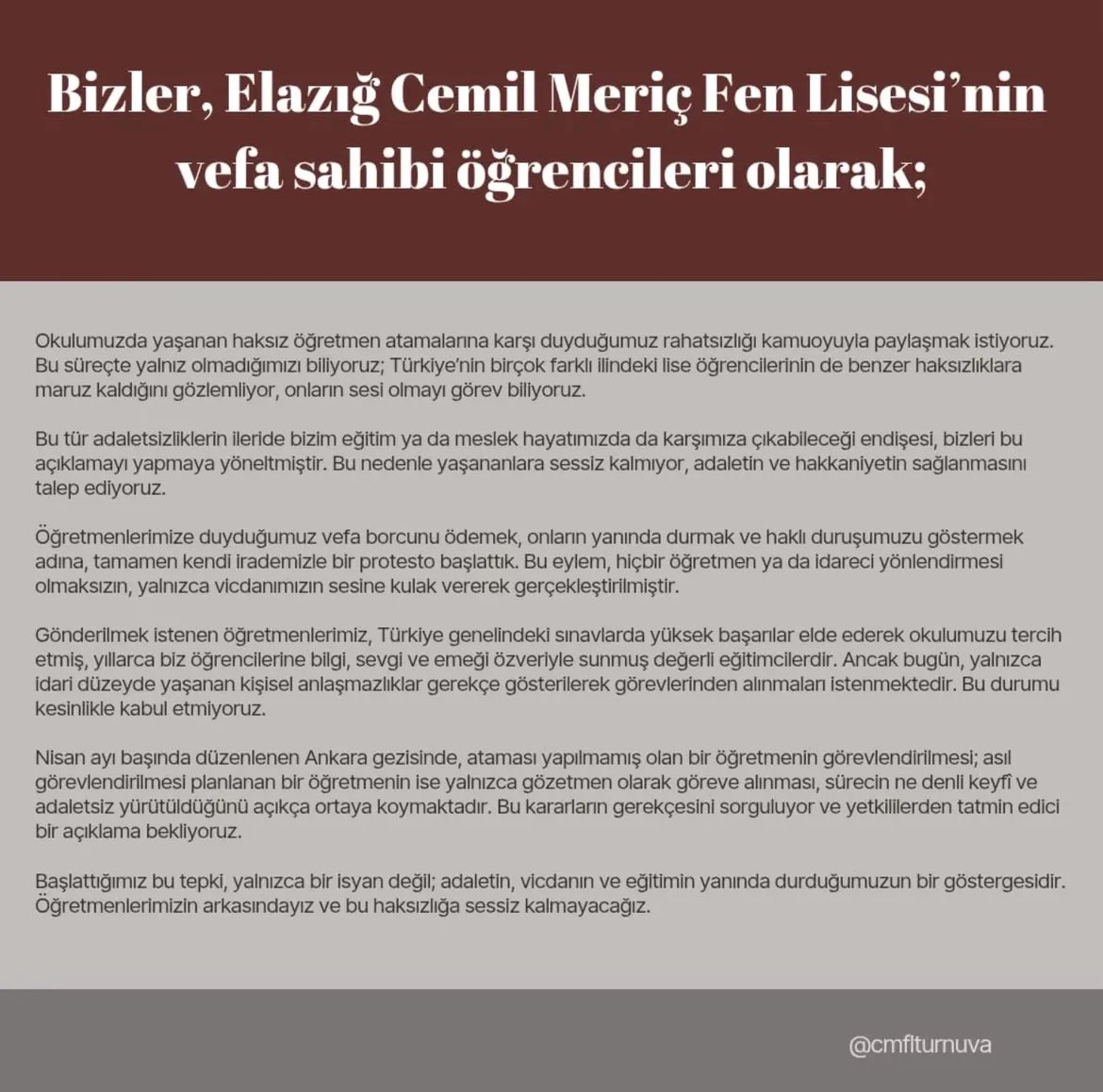 HELNEKC1's tweet photo. #lisemedokunma #Elazığ #CemilMeriçFenLisesi #CMFL https://t.co/SuNplFRBBE