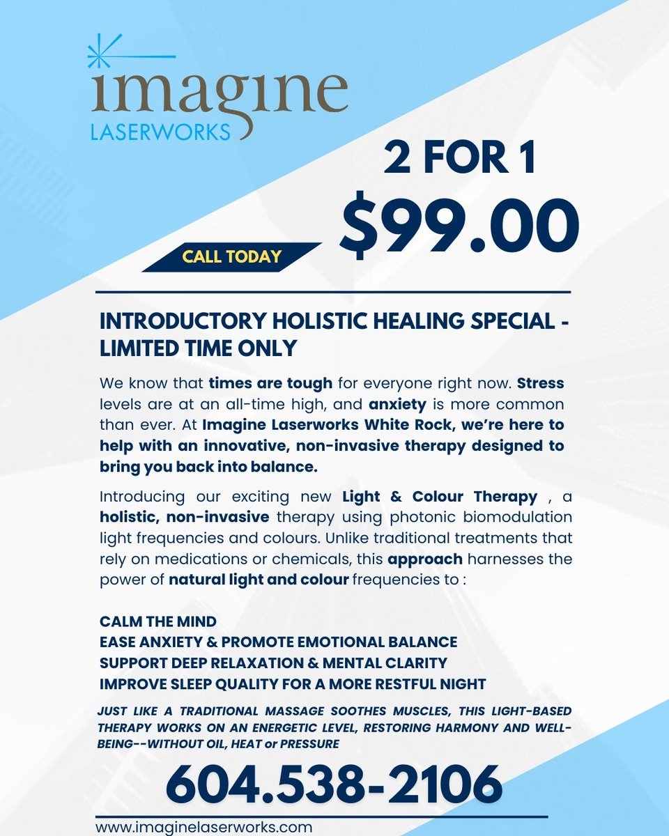 ImagineLWorks's tweet photo. ***NEW LIGHT/COLOUR  THERAPY - COME TRY IT WITH A PARTNER, FRIEND or FAMILY MEMBER !!!#wellness #healing #lighttherapy #holistic #whiterockBC #surreyBC #richmondBC #langleyBC #deltaBC #whiterocksouthsurrey #southsurreyBC #cloverdale #mapleridge
https://t.co/D8OcxqDujB https://t.co/1TGlVyPJ5M