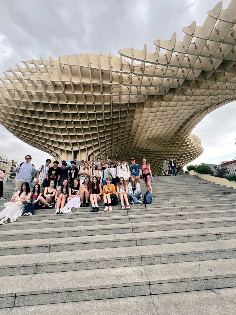 SpanishTHSchool's tweet photo. This morning in Seville visiting Metropol Parasol, Seville Cathedral and the Girarlda. We climbed up the bell tower and had a beautiful 360 view of the whole of Seville. https://t.co/A8G3pDcNE2