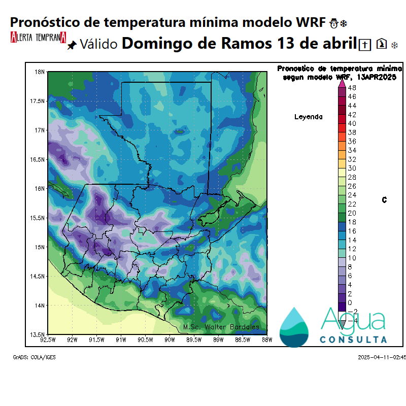 AlertaGt502's tweet photo. ✅El #DomingoDeRamos prevalecen condiciones frescas con noches y madrugadas frías con posibles heladas meteorológicas en los lugares más altos, chubascos dispersos en el Norte, Caribe y BocaCosta
#ClimaGt #TraficoGt https://t.co/3vh4NqlLlx