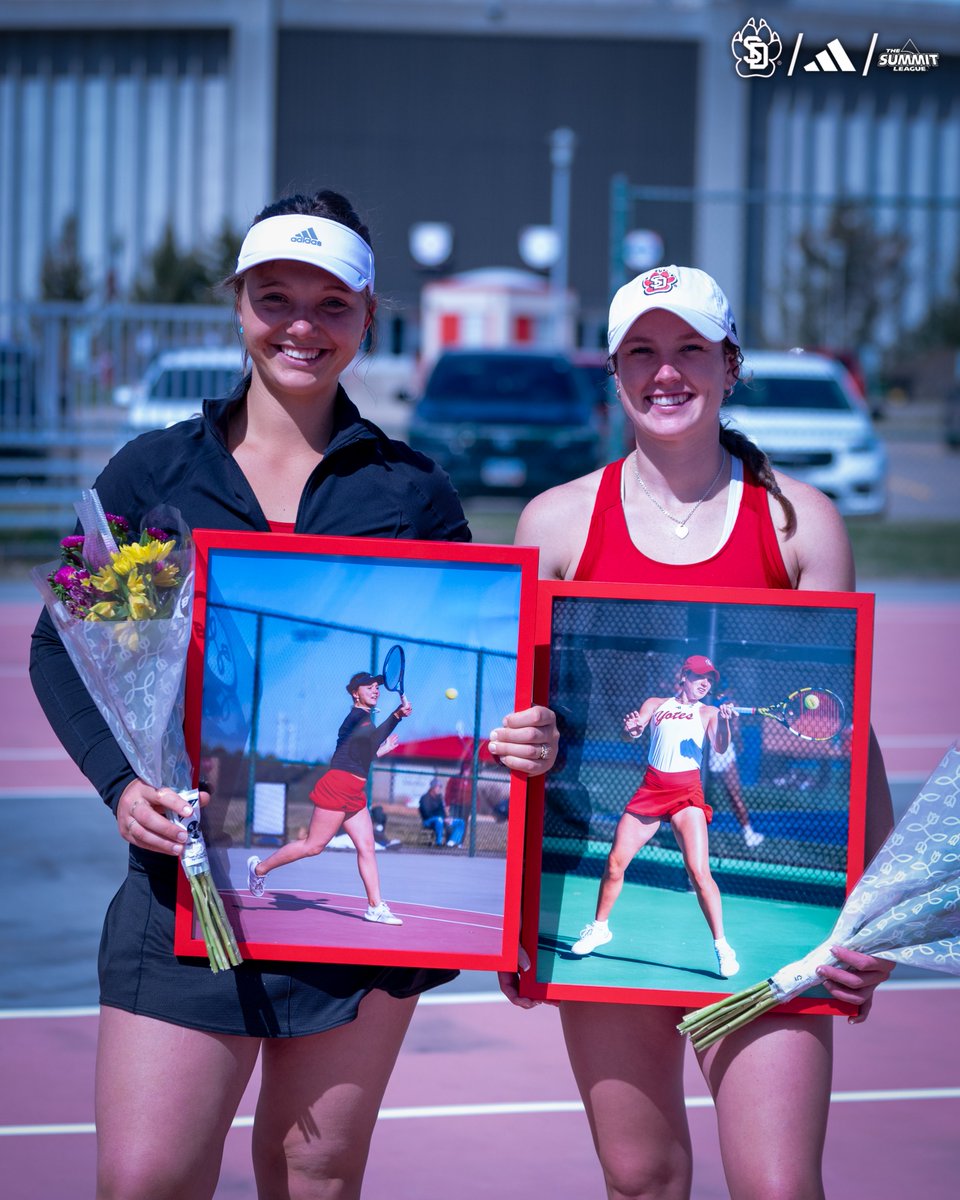 SDCoyotesTennis's tweet photo. Happy Senior Day!

Thank you Bea &amp; Grace for dedication to the program!

#GoYotes x #WeAreSouthDakota https://t.co/pP5hqLGixP