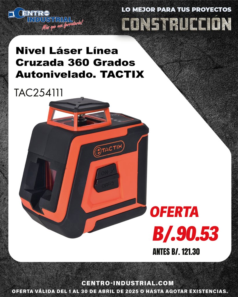 CIndustrialPa's tweet photo. ¡Este mes de abril, los niveles láser están en oferta y son tu aliado ideal para lograr acabados perfectos! 📏✨ No dejes pasar la oportunidad de elevar tu precisión en cada proyecto. 

Visítanos en Centro Industrial y descubre nuestros descuentos exclusivos. https://t.co/jPQ1PsLzah
