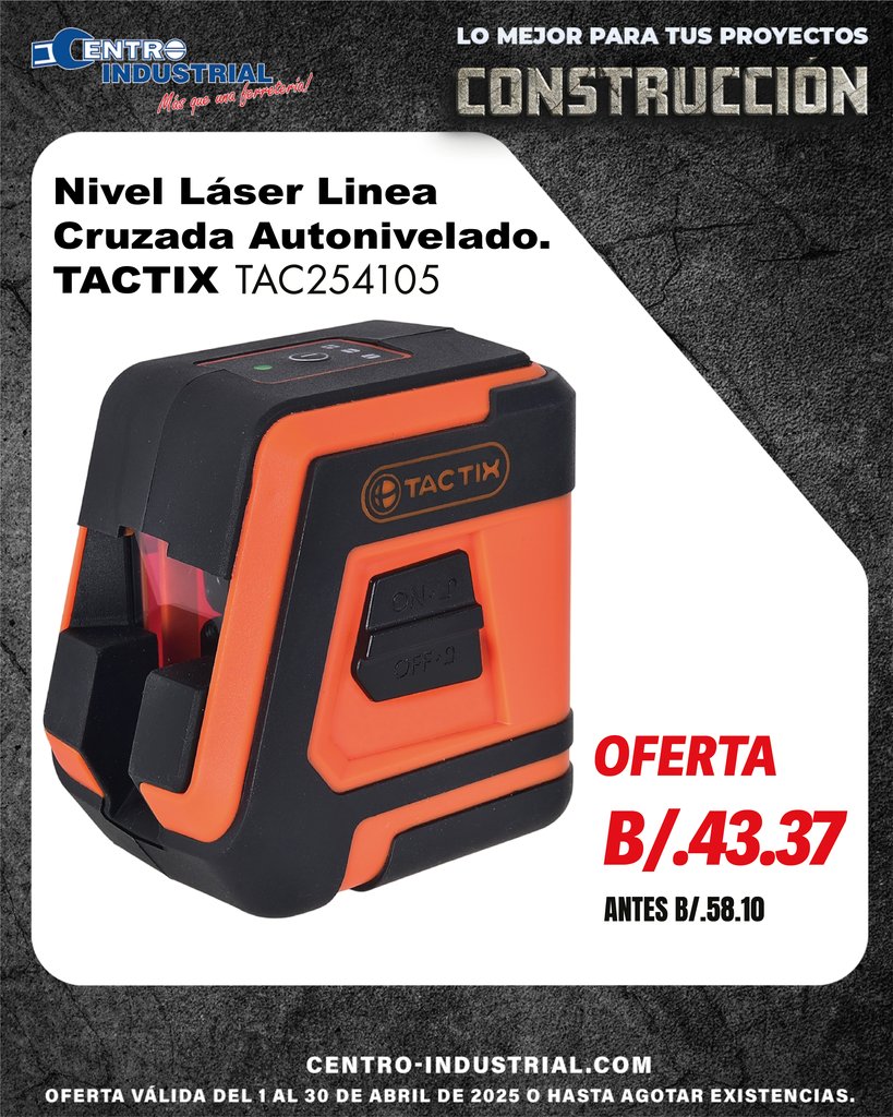 CIndustrialPa's tweet photo. ¡Este mes de abril, los niveles láser están en oferta y son tu aliado ideal para lograr acabados perfectos! 📏✨ No dejes pasar la oportunidad de elevar tu precisión en cada proyecto. 

Visítanos en Centro Industrial y descubre nuestros descuentos exclusivos. https://t.co/jPQ1PsLzah
