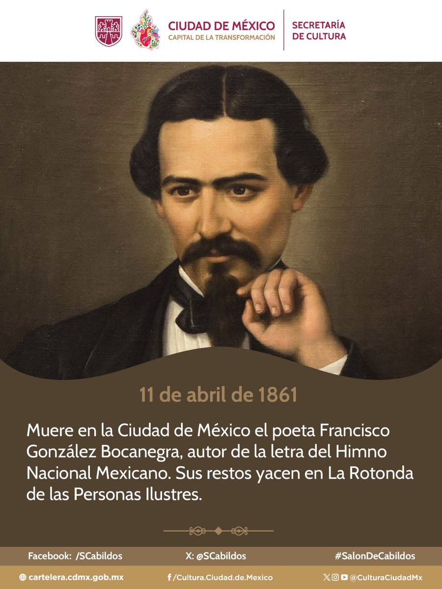 Aniversario luctuoso de Francisco González Bocanegra 
#Efemérides 
#SalonDeCabildos