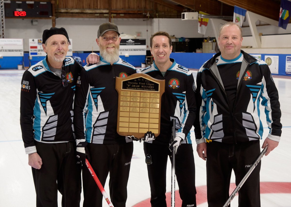 CrashSully's tweet photo. A successful season finished as @NGCurling Thursday Ladder League B-Division Champions. 🥌🏆

2 out of 3 is a pretty good year of curling, missed out as the Wednesday Champion Skip by one win. 😭 https://t.co/sT13Gr7TKU