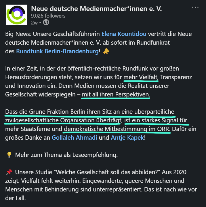 Super-Idee diese dogmatischen Kulturkämpfer in ÖRR-Gremien reinzusetzen. Danke 🌻
