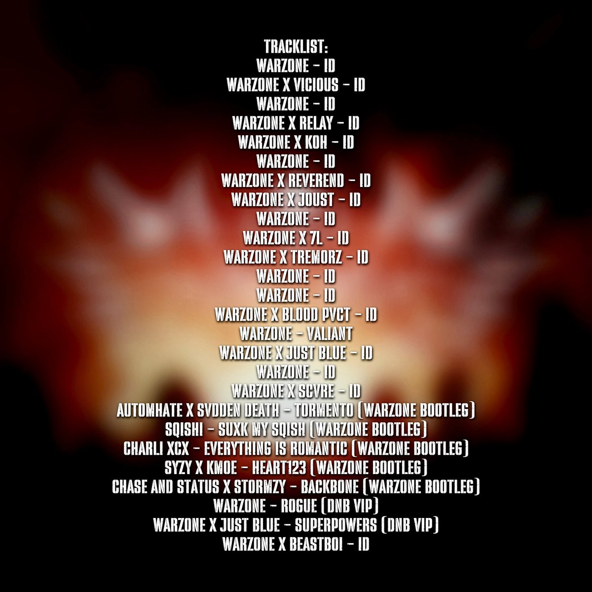 Warzone (@itswarzonemusic) on Twitter photo COLLABS WITH (A-Z)
<a href="/7dubz_/">7𝘓</a> <a href="/beastboisucks/">🦇 beastboi.🦇</a> <a href="/bloodpvct/">BLOOD PVCT 🩸</a> <a href="/joustdub/">JOUST</a> <a href="/JustBlueDubz/">Just Blue</a> <a href="/kohdubzz/">dj kohkohpuffs</a> <a href="/relay_wav/">RELAY</a> <a href="/ReverendDubstep/">Reverend</a> <a href="/scvremusic/">scvre</a> <a href="/tremorzdub/">TremorZ</a> <a href="/heisvicious_/">VICIOUS</a> COLLABS WITH (A-Z)
<a href="/7dubz_/">7𝘓</a> <a href="/beastboisucks/">🦇 beastboi.🦇</a> <a href="/bloodpvct/">BLOOD PVCT 🩸</a> <a href="/joustdub/">JOUST</a> <a href="/JustBlueDubz/">Just Blue</a> <a href="/kohdubzz/">dj kohkohpuffs</a> <a href="/relay_wav/">RELAY</a> <a href="/ReverendDubstep/">Reverend</a> <a href="/scvremusic/">scvre</a> <a href="/tremorzdub/">TremorZ</a> <a href="/heisvicious_/">VICIOUS</a>