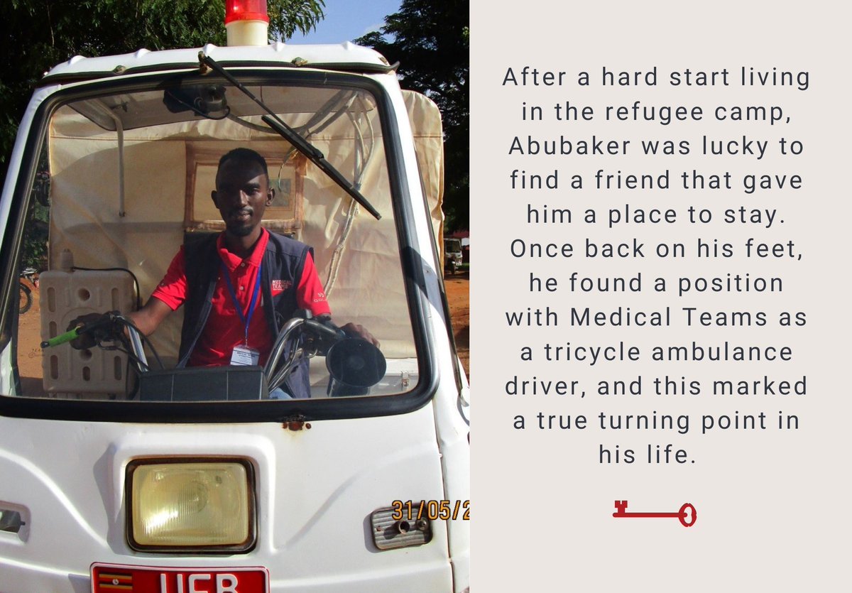 medicalteams's tweet photo. Because you support our work, Abubaker now has a stable income and a deep sense of pride in giving back to the refugee community. Thanks to people like Abubaker and his ambulance, mortality rates have dropped in his community! #RefugeeCare #Ambulance https://t.co/L31mTuJkR3
