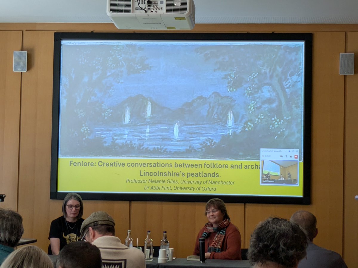CeriHoulbrook's tweet photo. Just two of the many highlights of today's @LincsFolk symposium - Melanie Giles and Abbi Flint's talk on Fenlore and Thor's poem 'The Poem Tarrif' (written just last week) https://t.co/UgLY4Yo4YF