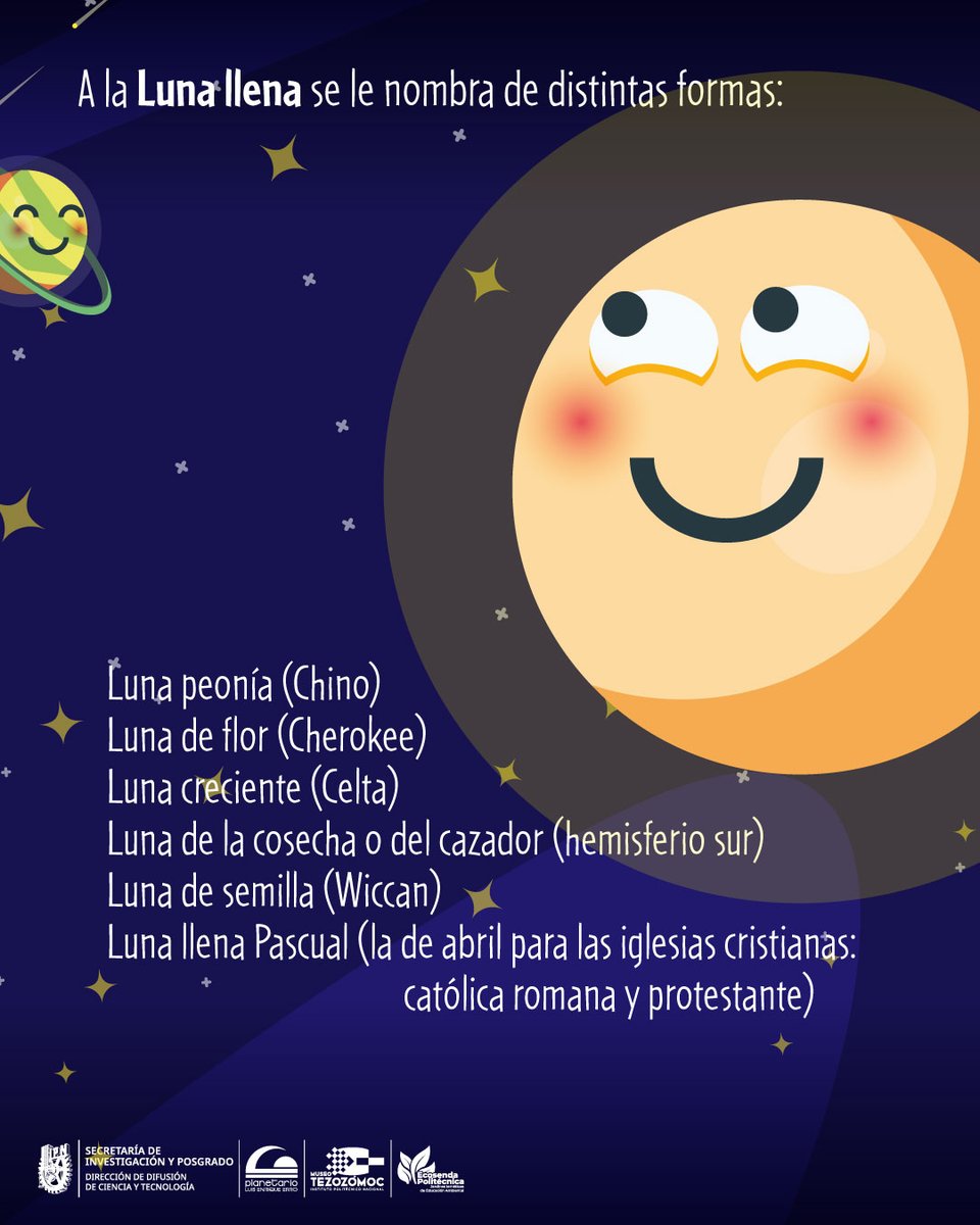 PLEE_IPNoficial's tweet photo. ✨Un hermoso fenómeno natural sucederá esta madrugada y lo tienes que presenciar ✨

La LUNA LLENA🌕

🚨Desvélate mirando el cielo este 13 de abril a las 00:22 horas ¡será nuestro punto de encuentro planetárico!🤗

#PLEE #ElEspaciodelaCiencia #LunaLlena  #Astronomía #MiraelCielo https://t.co/8FCCvBodtR
